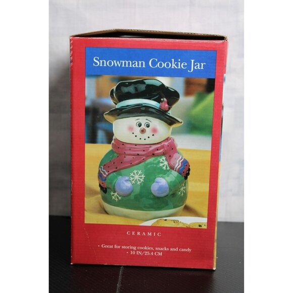 Colorful Eye Catching Ceramic Snowman Cookie Jar - Picture 4 of 10